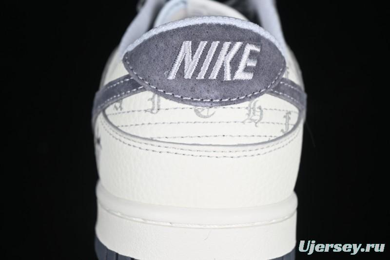 Nike SB Dunk Low Chrome Hearts Collaboration Cross Print Grey Swoosh Anniversary Custom Low-Top Casual Sneakers - DJ2024-064