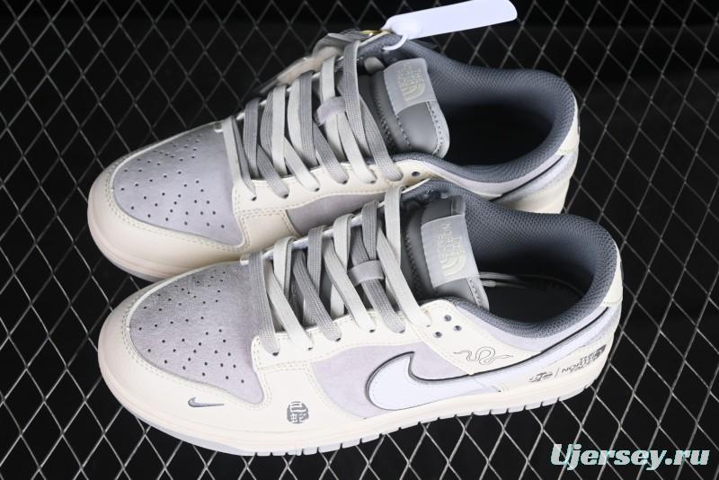 Nike SB Dunk Low The North Face Year of the Snake Light Grey Hook Anniversary Custom Low-Top Casual Skate Shoes - DM6868-007