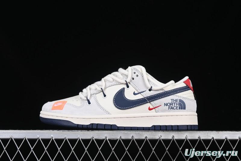 Nike SB Dunk Low The North Face Collaboration Anniversary Edition Custom Patchwork Navy Swoosh Low-Top Casual Skate Shoes - YX5066-255