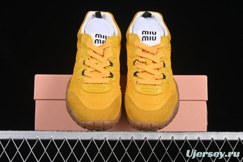 Miu Miu Suede Round Toe Lace-Up Women's Low-Top Casual Shoes - 99D4