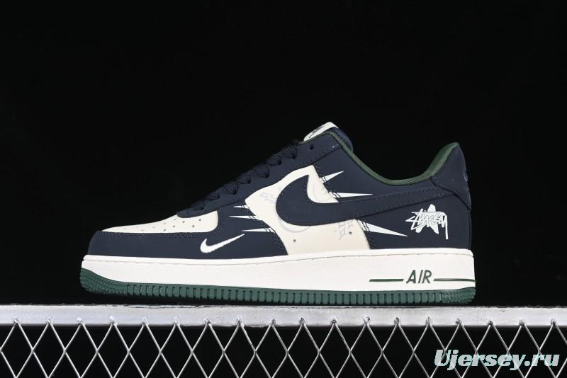 Nike Air Force 1 '07 Low Stussy Collaboration Explosive Blue Low-Top Casual Sneakers - KK1988-040