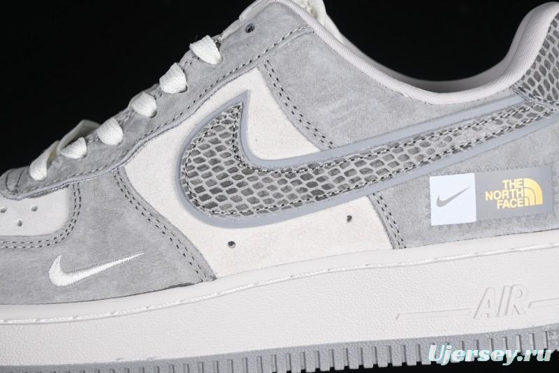 Nike Air Force 1'07 Low The North Face Collaboration Pig Grey Snake Print Low-Top Casual Sneakers - DF0188-027