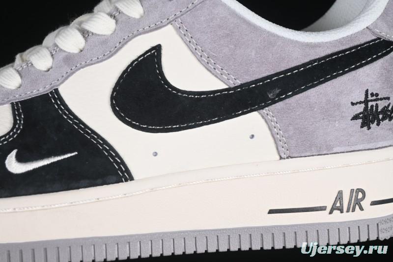 Nike Air Force 1 '07 Low Stussy Collaboration Black Grey Patchwork Low-Top Casual Sneakers - XZ6188-363