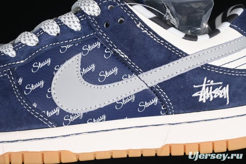 Nike SB Dunk Low Stussy Collaboration Suede Blue Anniversary Custom Low-Top Casual Sneakers - XS1086-009