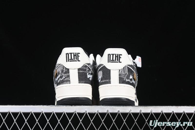 Nike Air Force 1 '07 Low "Black Jeans" Graffiti Casual Sneakers - FB0607-660