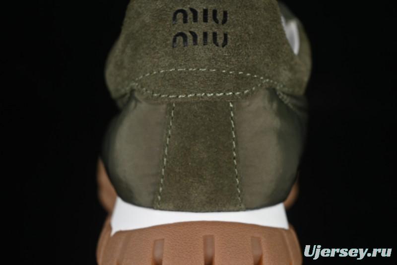 Miu Miu Suede Round Toe Lace-Up Low Top Women's Casual Shoes - 99D4