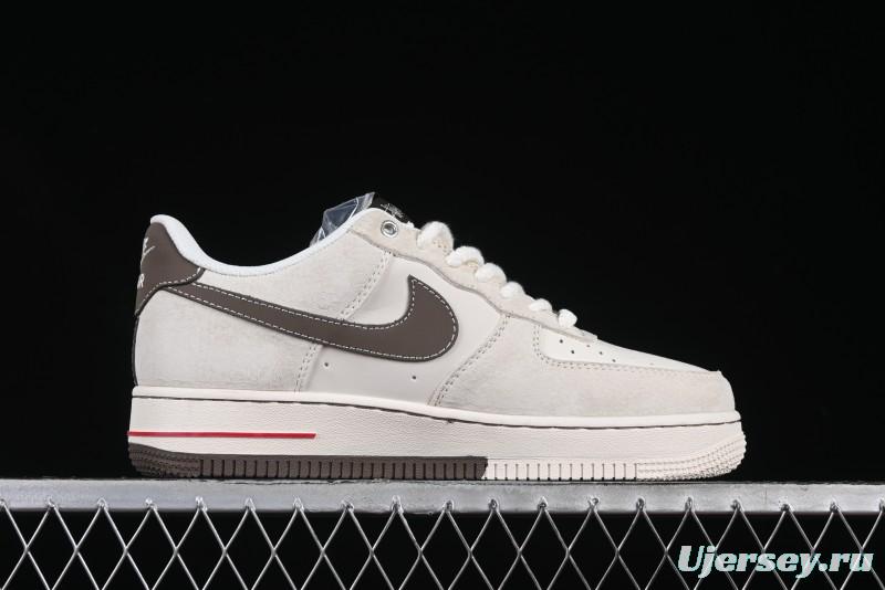 Nike Air Force 1 '07 Low Stussy Collaboration Dual-Tone Beige Brown Low-Top Casual Sneakers - SJ6698-025