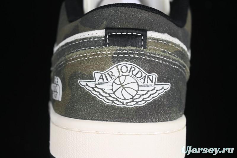 Nike Air Jordan 1 Low AJ1 The North Face Collaboration Dark Camouflage Custom High-End Retro Basketball Shoes - DM9188-013