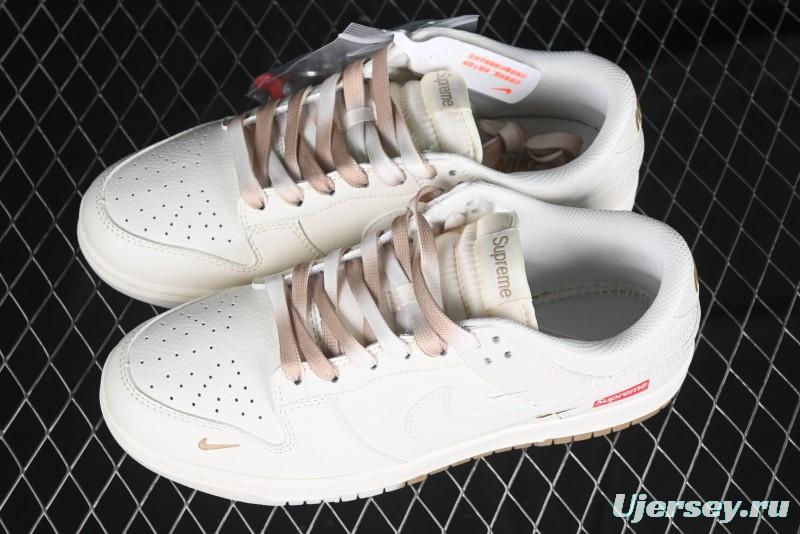 Nike SB Dunk Low Supreme Collaboration Two-Tone Khaki Anniversary High-End Custom Low-Top Casual Skate Shoes - BB8675-111