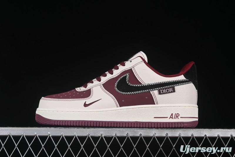 Nike Air Force 1 '07 Low Dior Collaboration Burgundy Low-Top Casual Sneakers - KK1988-046