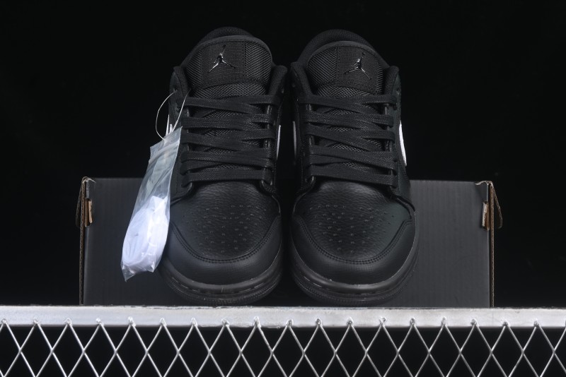 Nike Air Jordan 1 Low AJ1 Basketball Shoes in Black and White Canvas and Leather - HV5968-001