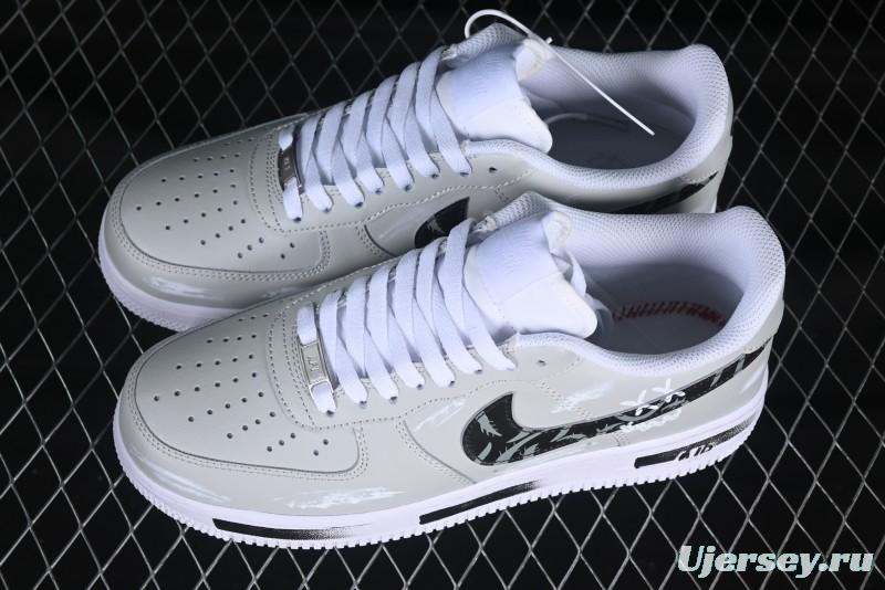 Nike Air Force 1 '07 Low Shadow Knight Grey White Black Casual Sneakers - CW2288-111