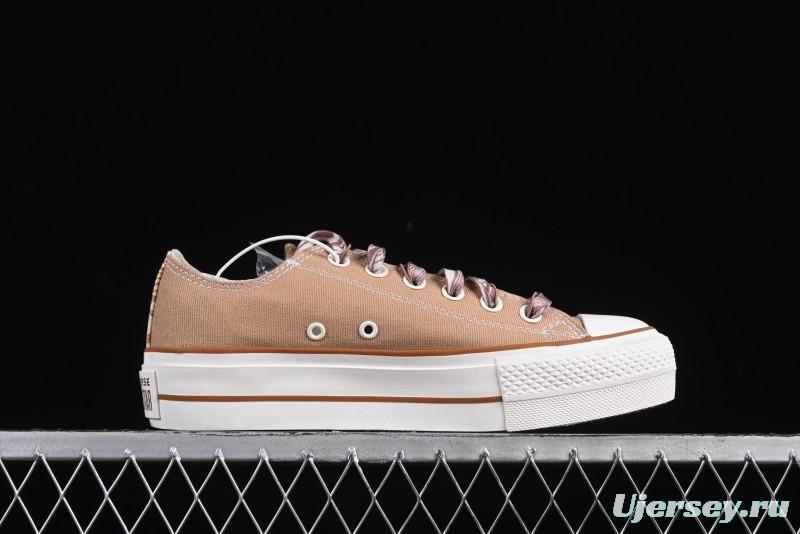Converse All Star Platform Sneakers in Coffee Bean Milk Tea Color with OrthoLite Insole and Thick Sole for Height Boost - A11619C