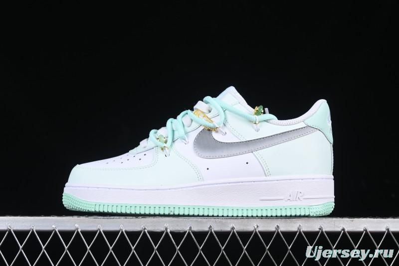 Nike Air Force 1 '07 Low Gold-Inlaid Jade Casual Sneakers with Strap - XV7981-476