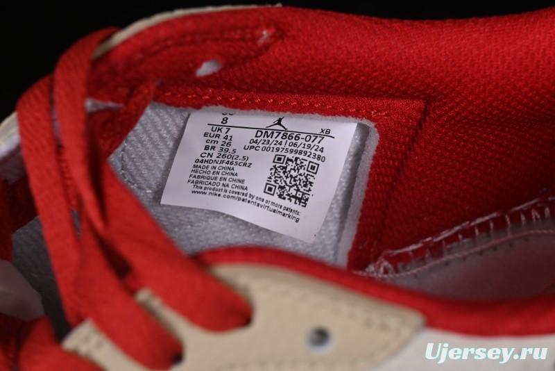 Nike Travis Scott x Fragment Design x Air Jordan 1 Low OG SP AJ1 Snake Year Limited Red Brown Black Swoosh Low Top Casual Sneakers - DM7866-077