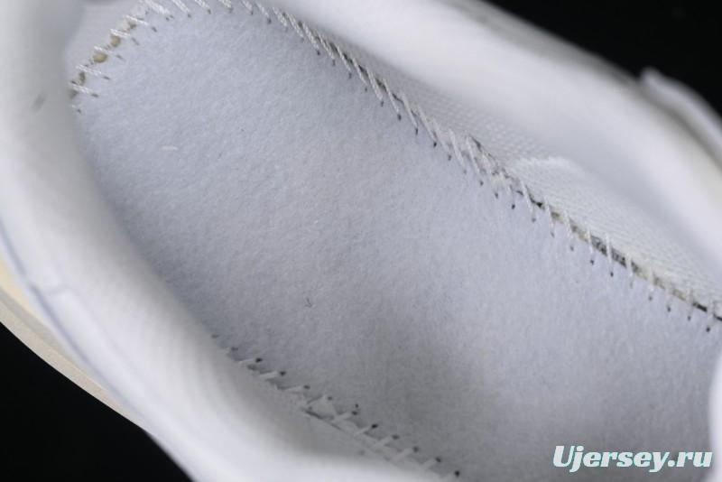 Choco Concert Leather Round Square Asymmetrical Fashion Sneakers White - AJE5