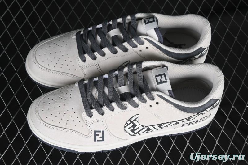 Nike SB Dunk Low Fendi Collaboration Monogram Swoosh Anniversary Custom Low-Top Casual Skate Shoes - DJ2024-046