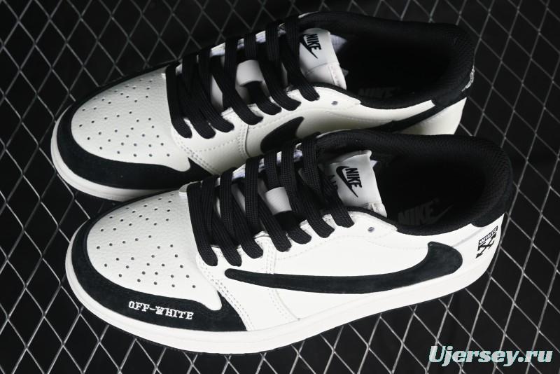 Nike Travis Scott x Fragment Design x Air Jordan 1 Low OG SP AJ1 Off-White Collaboration Casual Sneakers - DM7866-065