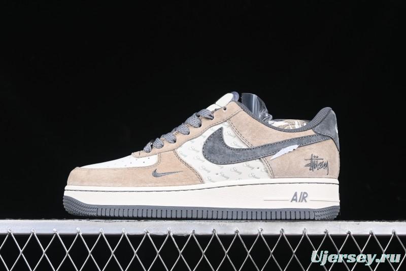 Nike Air Force 1 '07 Low Stussy Collaboration - Lambskin Brown Low-Top Casual Sneakers - XZ6188-888
