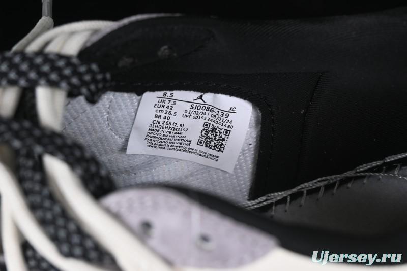 Nike Travis Scott x Fragment Design x Air Jordan 1 Low OG SP AJ1 Stussy Collaboration - Black Hook Dual-Tone Drawstring Low-Top Casual Sneakers - SJ0086-139