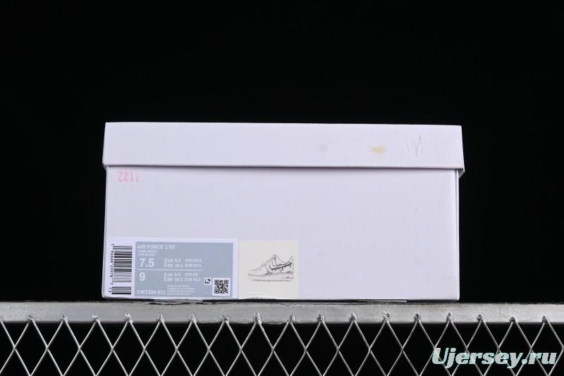 Nike Air Force 1 '07 Low Casual Sneakers with Black and White Hand-Drawn Manga Design - CW2288-811