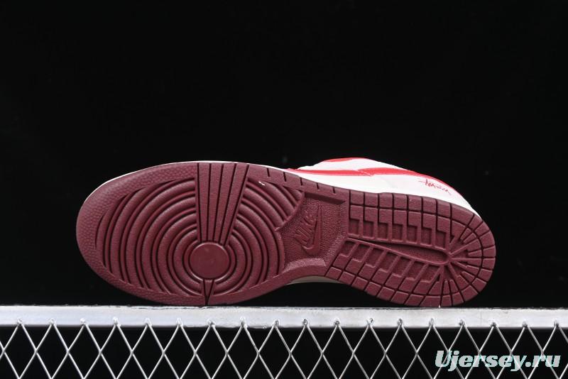 Nike SB Dunk Low Stussy Anniversary Edition Custom Sneakers with Red Swoosh - KK1333-021
