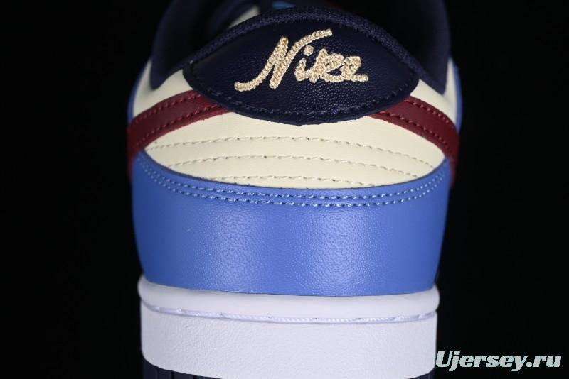 Nike Dunk Low SB Skateboarding Shoes in White Blue Red Colorway - FV8119-161