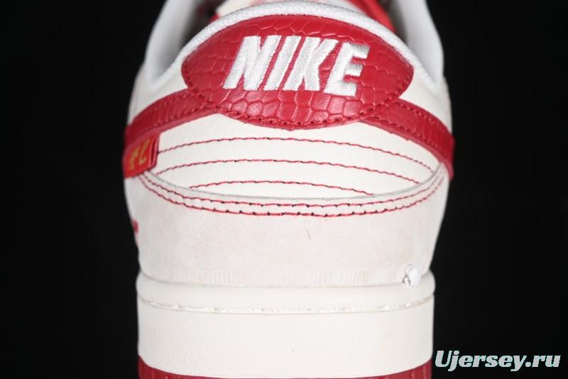 Nike SB Dunk Low Supreme Collaboration Year of the Snake Limited Edition Snake Pattern Red Swoosh Anniversary High-End Custom Low-Top Casual Skate Shoes - HH7518-029