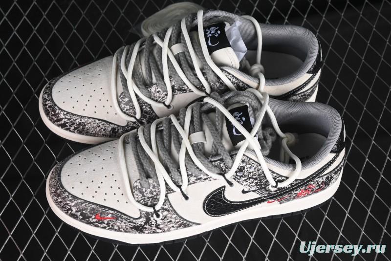 Nike SB Dunk Low Year of the Snake Series Strap Black Swoosh Custom High-End Low-Top Casual Skate Shoes - YX5066-273