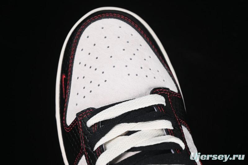 Nike SB Dunk Low Supreme Year of the Snake Limited Edition Red Black Snake Print Anniversary Custom Low-Top Casual Skate Shoes - XS1086-014