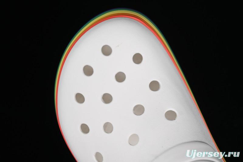 Crocs Crocband Platform Rainbow Comfortable Thick-Soled Clogs - B.D4