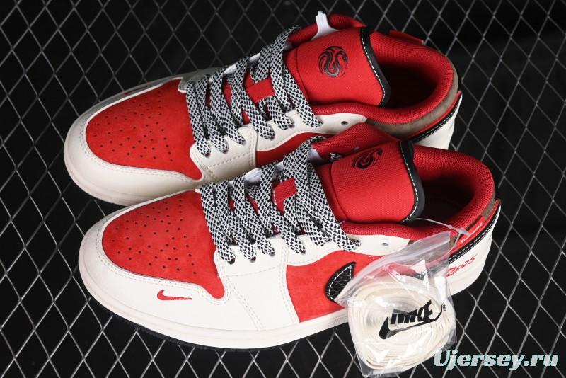 Nike Air Jordan 1 Low Supreme Collaboration Year of the Snake Limited Edition Retro Basketball Shoes - FC1688-203