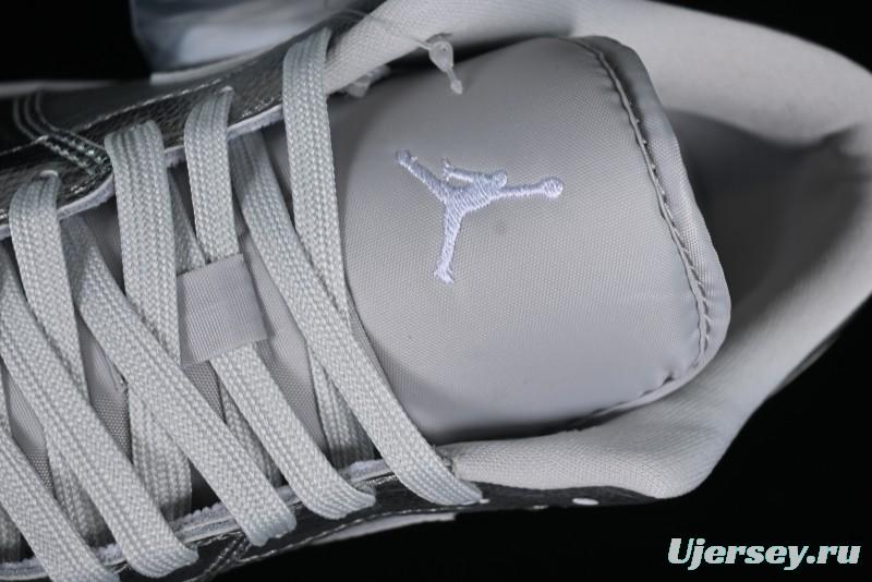 Nike Air Jordan 1 Low "Metallic Silver" Casual Sneakers with Metallic Finish - FN5030-001