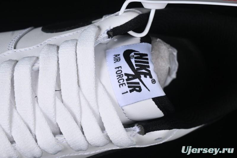 Nike Air Force 1 '07 Low White Black Swoosh Casual Sneakers - 315122-103