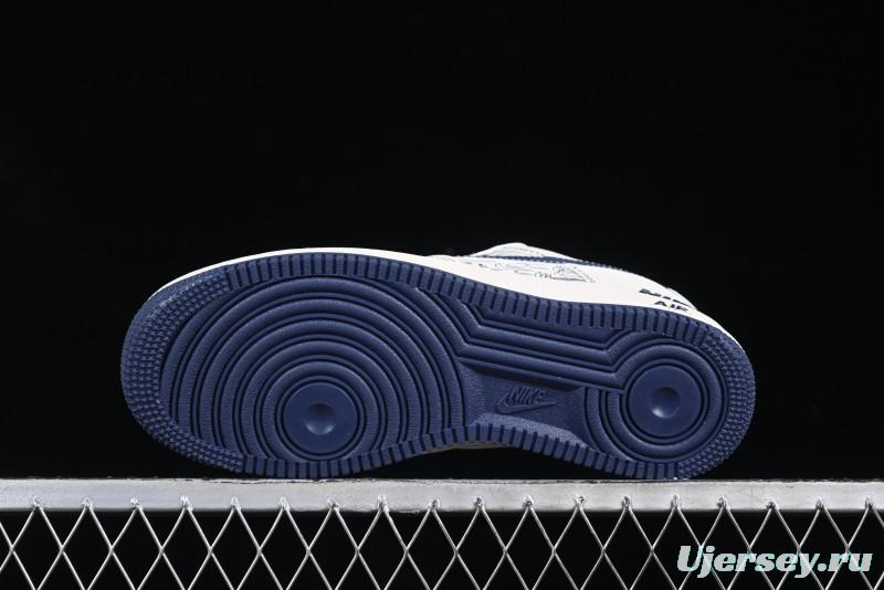 Nike Air Force 1 'Wave Swoosh' Edition – White & Navy**