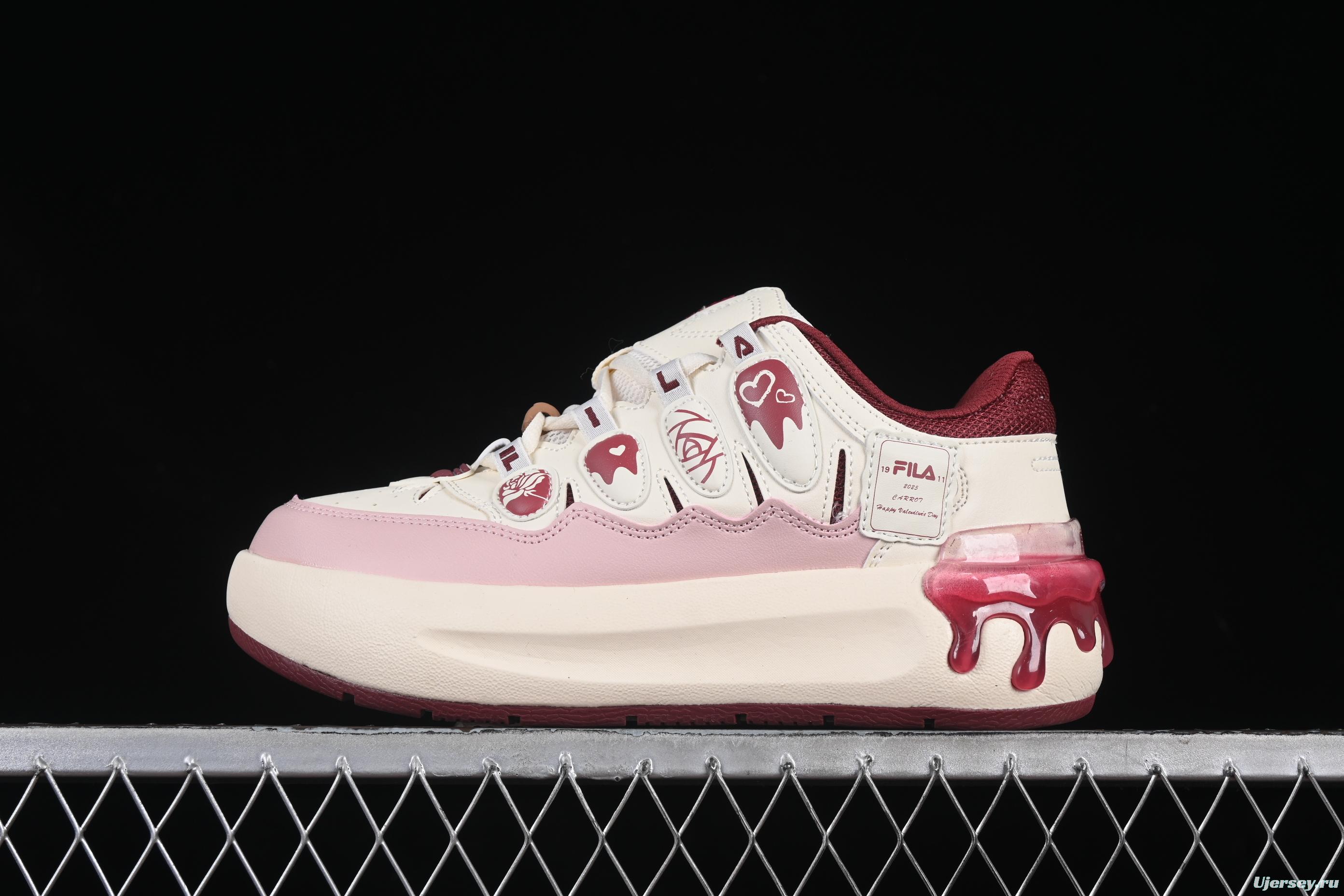 FILA x Artist Series – Limited Edition Drip Detailing Sneakers in Cream & Burgundy