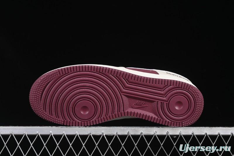 Nike Air Force 1'07 Low Supreme Collaboration Rice Wine Red Casual Sneakers - KK1988-070