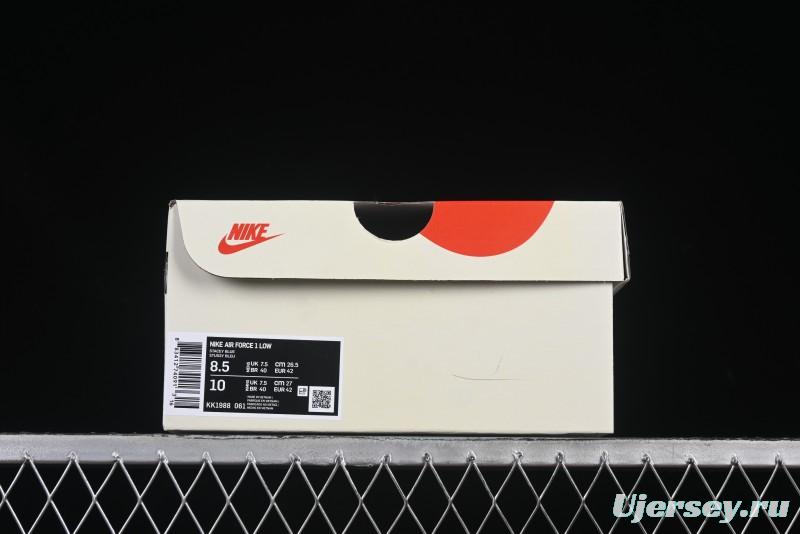 Nike Air Force 1 '07 Low Stussy Collaboration White Blue Chocolate Low-Top Casual Sneakers - KK1988-061