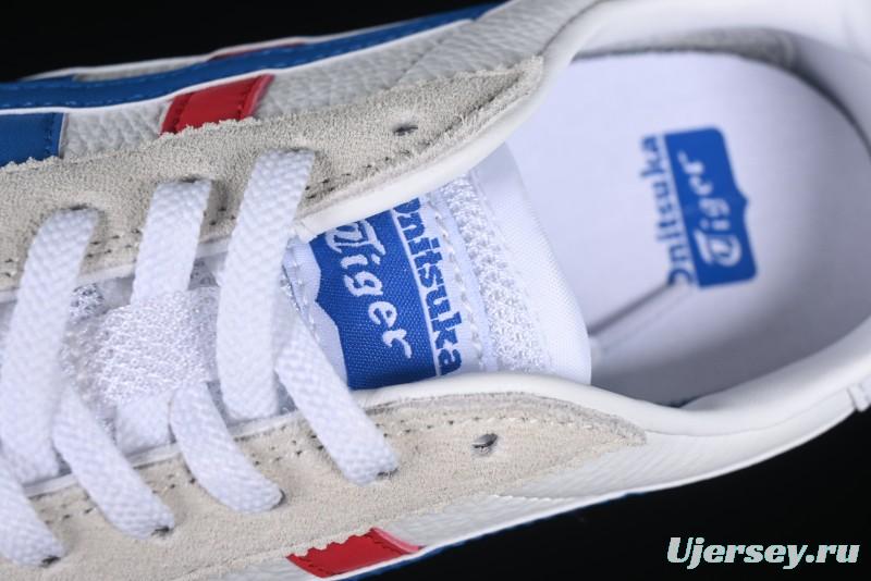 Onitsuka Tiger Vintage Runner Sneakers - White/Grey with Blue & Red Accents