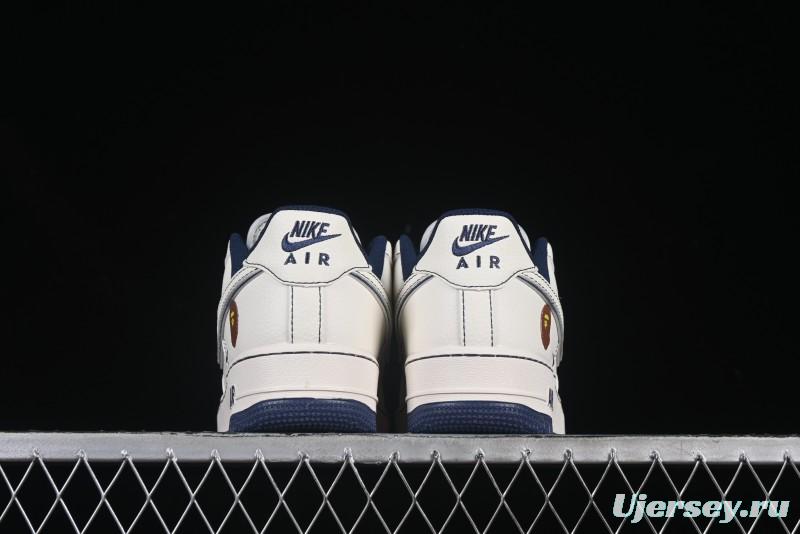 Nike Air Force 1 '07 Low Bape Collaboration Off-White Navy Blue Casual Sneakers - HH7518-066