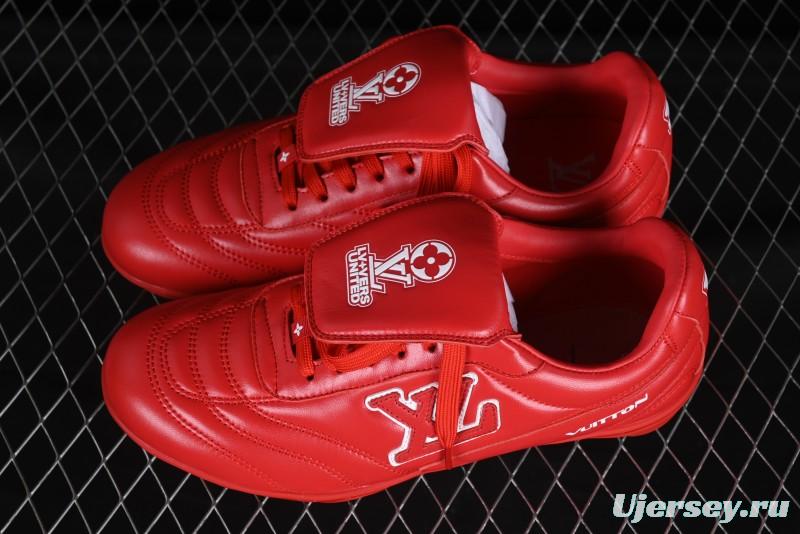 Louis Vuitton Footprint Soccer Low-Top Lifestyle Sneakers Round Toe Lace-Up Casual Shoes Red - AJF6