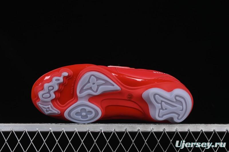 Louis Vuitton Footprint Soccer Low-Top Lifestyle Sneakers Round Toe Lace-Up Casual Shoes Red - AJF6