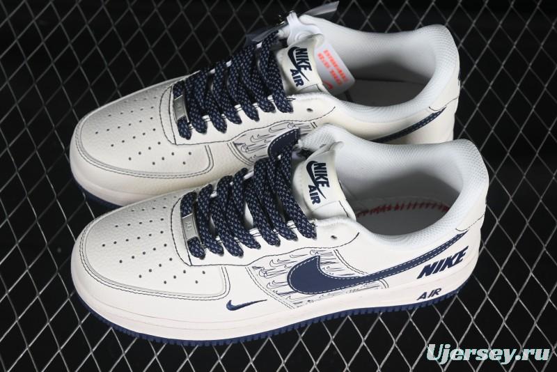 Nike Air Force 1 'Wave Swoosh' Edition – White & Navy**