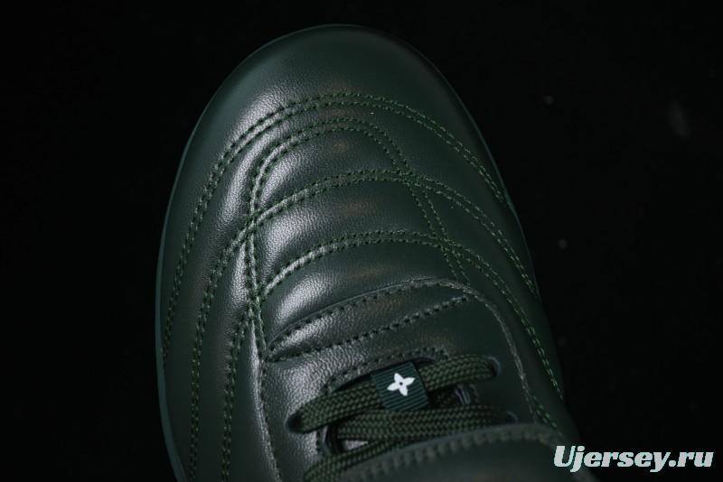 Louis Vuitton Footprint Soccer 2025 Spring Summer Collection Round Toe Lace-Up Low Top Lifestyle Casual Shoes - D.GREEN