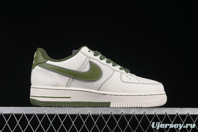 Nike Air Force 1 '07 Low Stussy Collaboration Dual-Tone Beige Green Casual Sneakers with Strap - XS1958-525