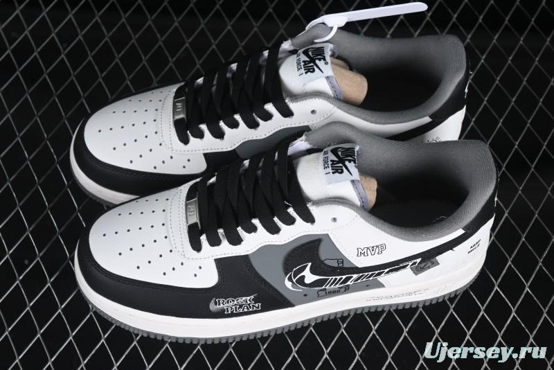 Nike Air Force 1 MVP "Rock Plan" Custom Edition - Black & White