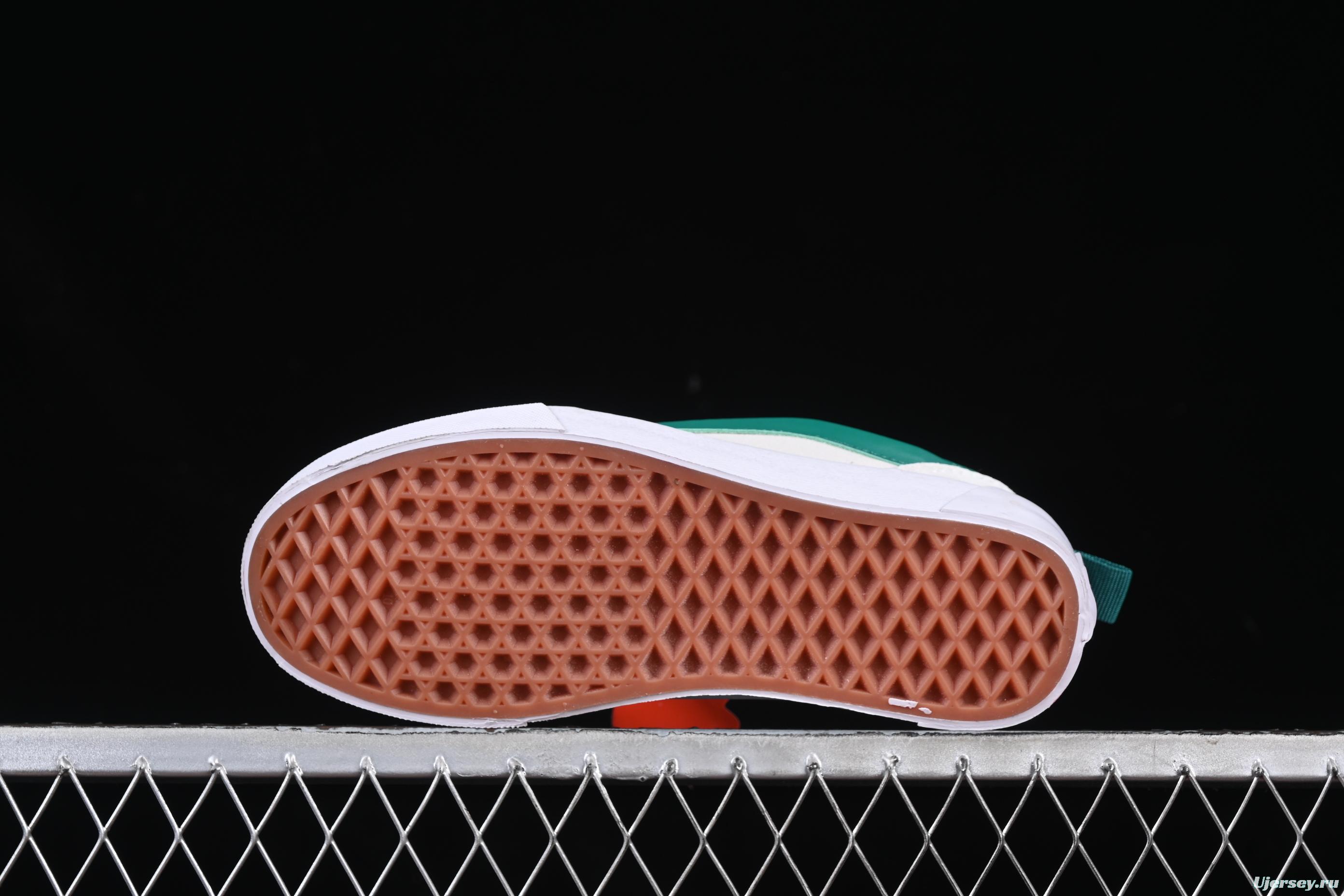 Classic Vans Old Skool Skate Sneakers - Green Stripe on Off-White Canvas