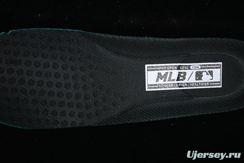 NY Yankees Black Leather Sneakers with Bold Blue Logo