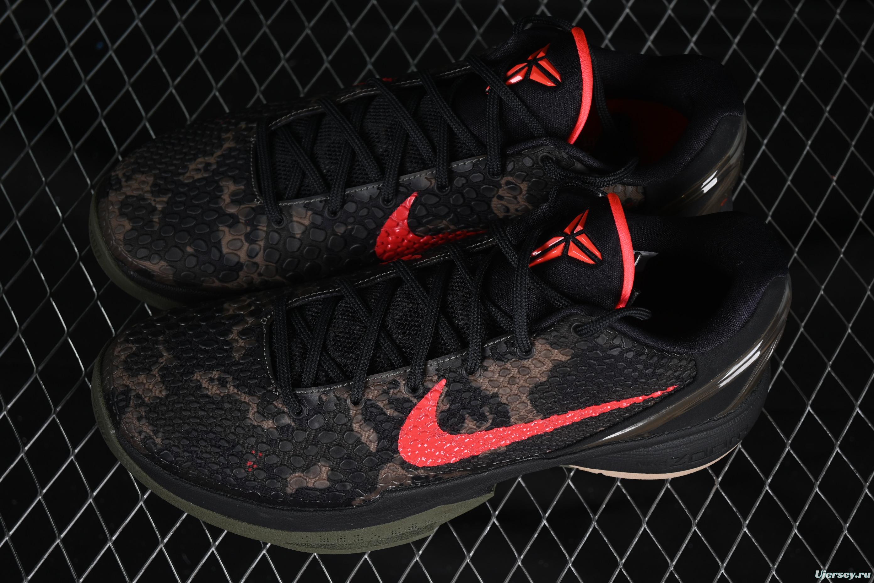 Nike Kobe 6 Protro "Reverse Grinch" Basketball Shoes - Black/Red Camo