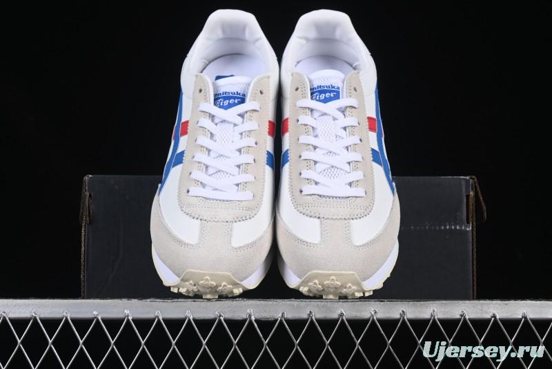 Onitsuka Tiger Vintage Runner Sneakers - White/Grey with Blue & Red Accents